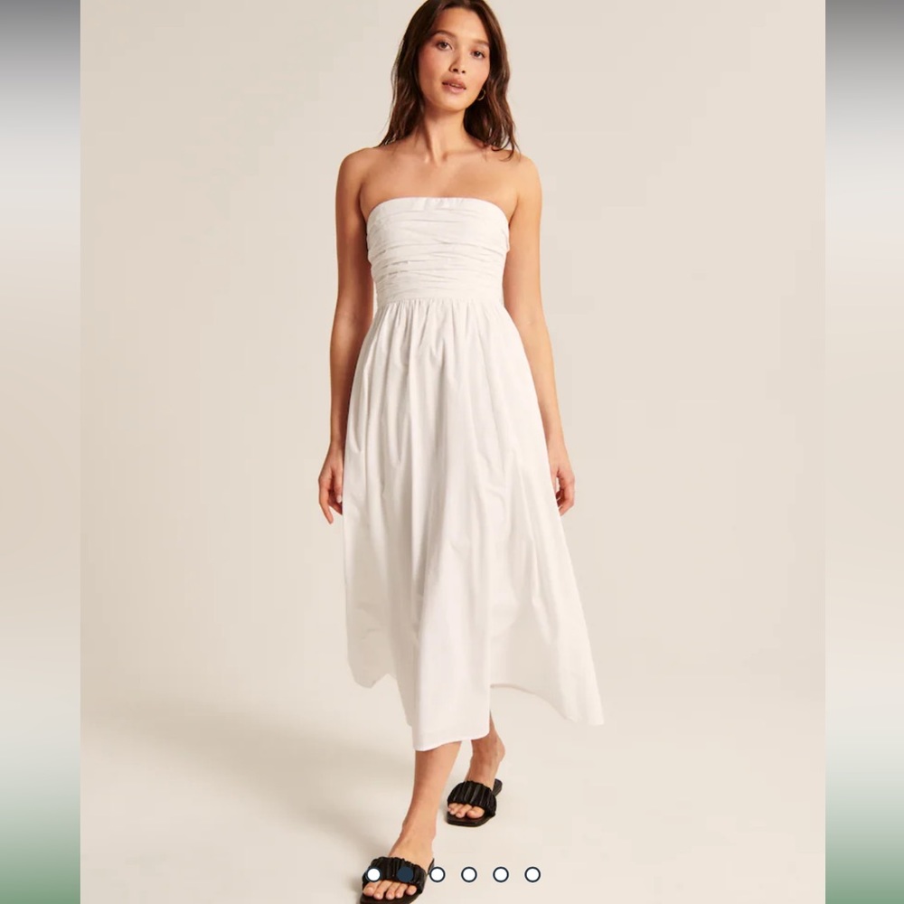 Poplin Strapless Midi Dress